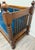 Wood Antique Jacobean Revival Blue Velvet Upholstered Oak Hall Settee Daybed Bench For Sale - Image 7 of 18
