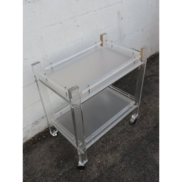 Hollywood Regency Two Tiers Lucite Tea Cart Bar With Removable Trays 6318 For Sale - Image 14 of 18