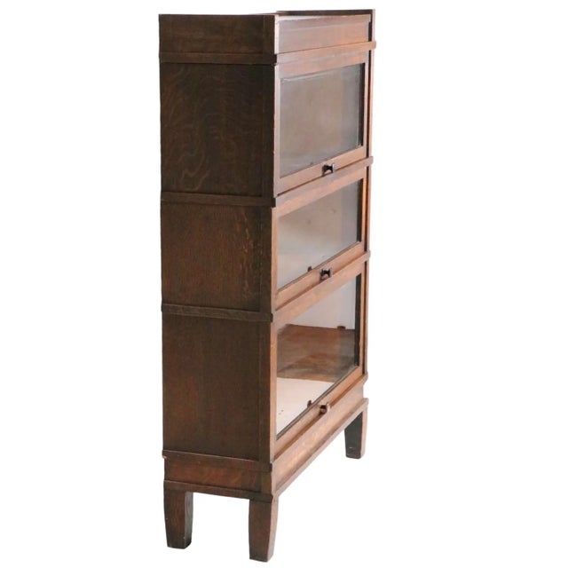 Oak Arts and Crafts Mission 3 Stack Bookcase Art - Mission Line by Globe Wernicke C 1920-1930's For Sale - Image 13 of 13