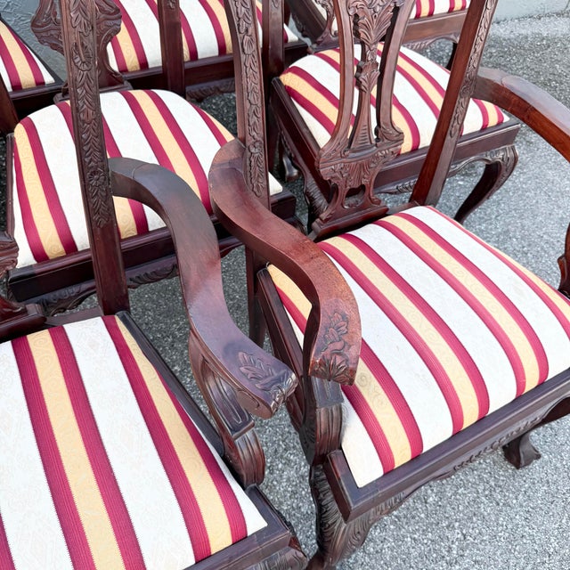 Chippendale Vintage Chippendale Style Ball in Claw Dining Chairs - Set of 9 For Sale - Image 3 of 12