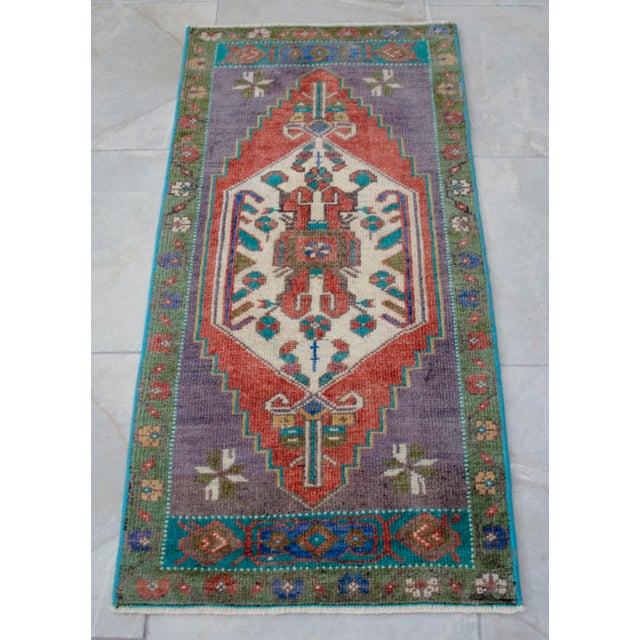Textile 1970s Vintage Hand Knotted Small Rug For Sale - Image 7 of 9