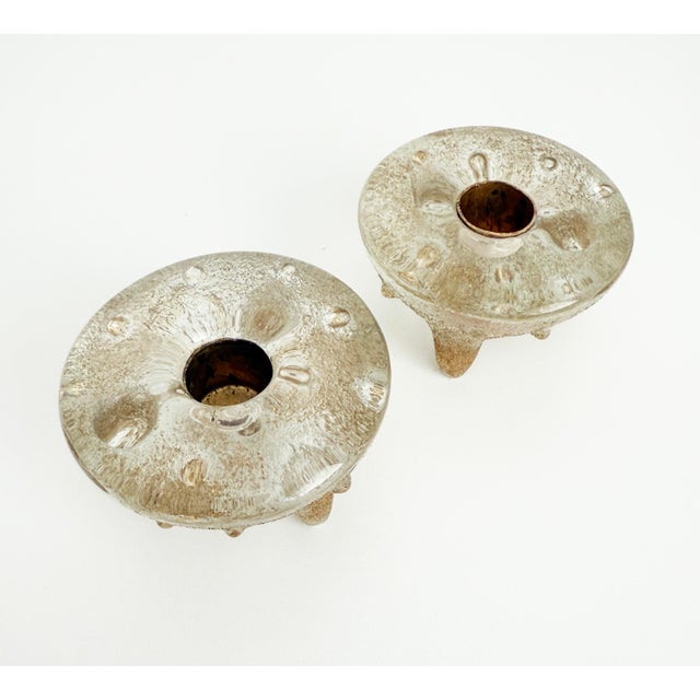 Art Deco 1920's French Andre Thuret Style Glass Candle Holders - A Pair For Sale - Image 3 of 9
