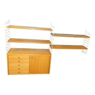 Swedish String Shelving Unit with Drawers in Elm by Nisse Strinning for String, 1950s For Sale