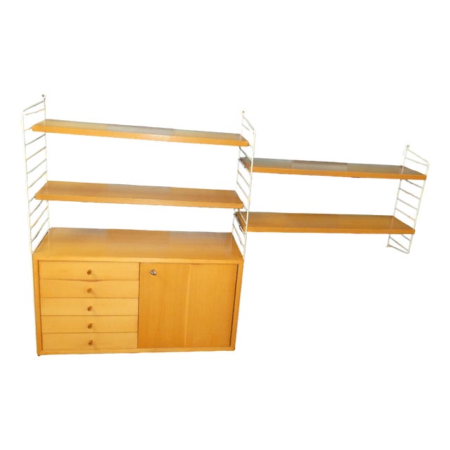 Swedish String Shelving Unit with Drawers in Elm by Nisse Strinning for String, 1950s For Sale
