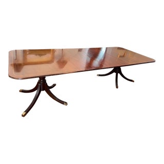 1990s Baker Furniture Company Historic Charleston Mahogany Double Pedestal Dining Table For Sale