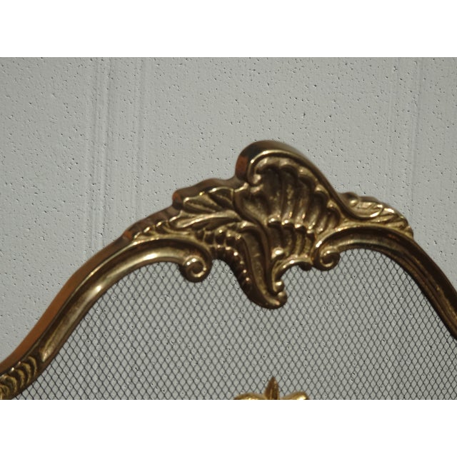 Metal Vintage French Provincial Ribbons Love Birds Gold Brass Fireplace Screen #1 For Sale - Image 7 of 15