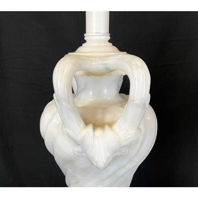 Italian Carved Alabaster Table Lamps, a Pair For Sale - Image 4 of 10
