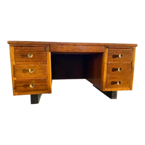 1970s Vintage Mid Century Modern Wooden Desk