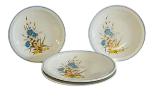 Vintage 1980s Ming Pao Mip2 Floral Design Dessert Plates - Set of 4