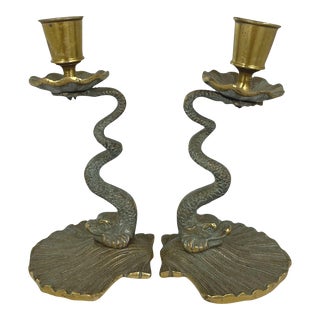 1950s Italian Dolphin Candlesticks - a Pair For Sale