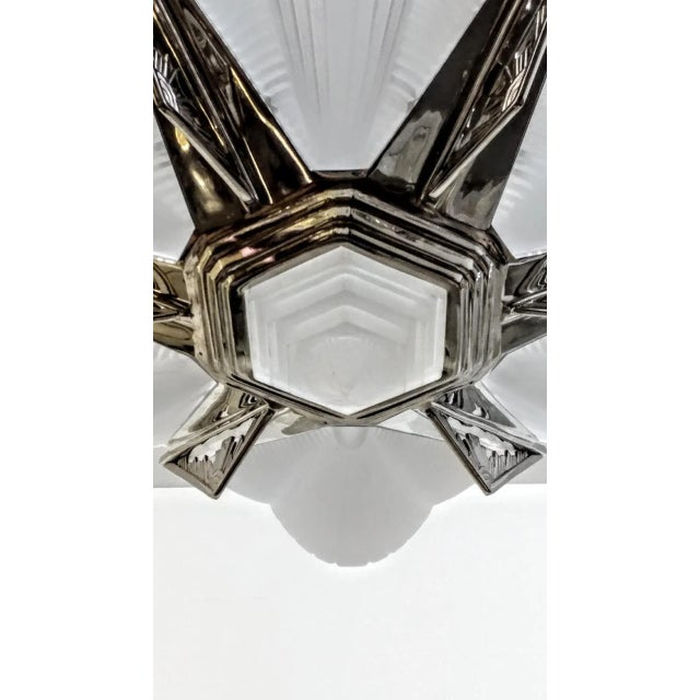 French Art Deco Pendant Chandelier by Petitot For Sale In New York - Image 6 of 9