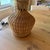 Monumental Vintage Wicker Table Lamp With Matching Dome Shaped Shade For Sale - Image 4 of 11