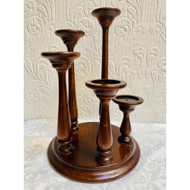 Chestnut Vintage Mid Century Teak 5 Graduated Tiers Candleholder For Sale - Image 8 of 8