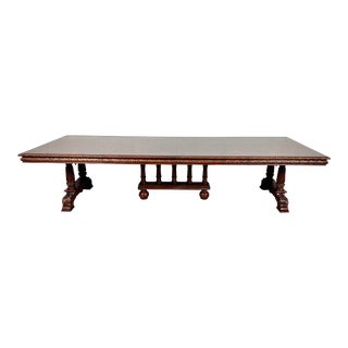 Late 20th Century Theodore Alexander Medieval Revival Solid Mahogany Extendable Dining Table For Sale