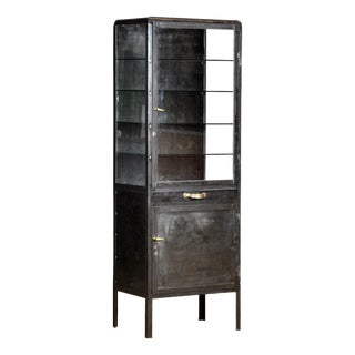 Polished Iron Medical Cabinet, 1950s For Sale