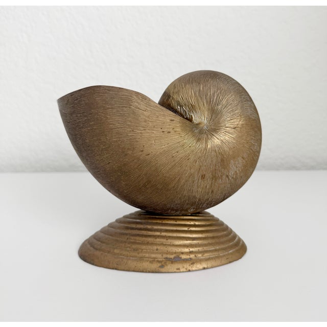 1970s Brass Nautilus Shell Planter Vase For Sale In Sacramento - Image 6 of 9