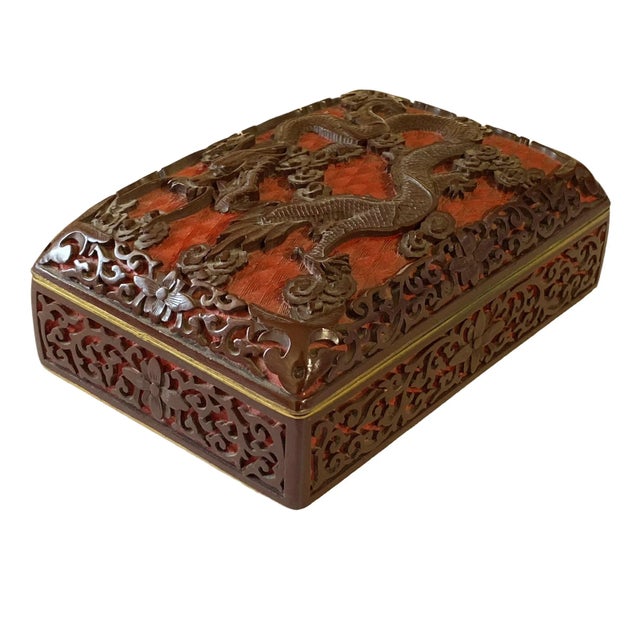 Lacquerware Handwork Carved Enamel Bronze Dragon Box For Sale In New York - Image 6 of 9