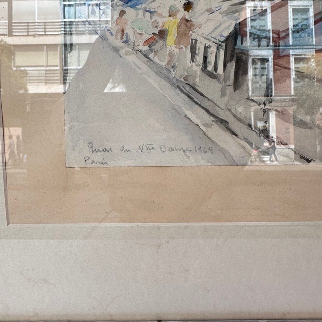 Timoteo Pérez Rubio, View of Notre Dame from Quai De La Tournelle, 1969, Watercolor on Paper For Sale - Image 6 of 18