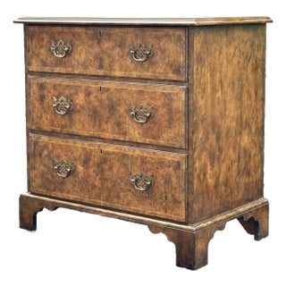 Vintage Baker Furniture 18th Century Inspired Inlaid Burled Walnut Georgian Chest For Sale
