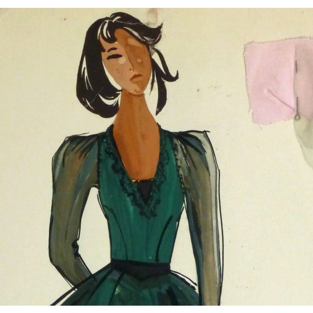 French French Fashion Sketch - Ballerina Dress For Sale - Image 3 of 5