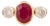 2.83 Ct Mozambique Oval Ruby & Diamond Three Stone Ring in 14k Yellow Gold Size 5 For Sale