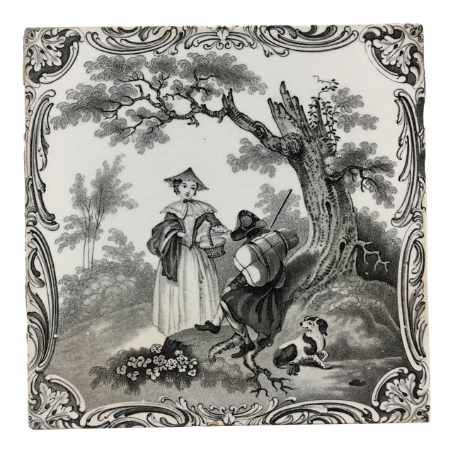 Watteau Series - Minton's China Works Tile - I For Sale