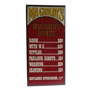Vintage 1970s Gameroom or Bar Wooden Sign - Boarding House For Sale