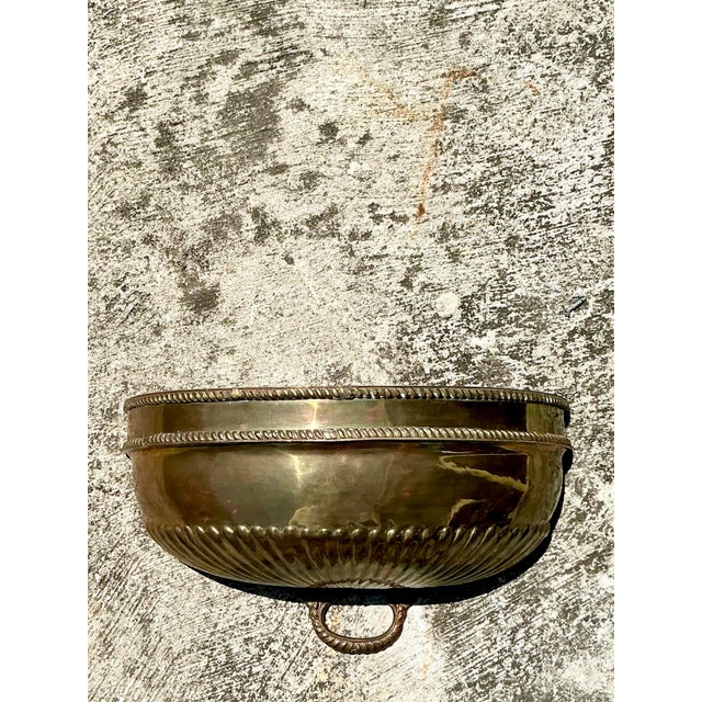 Brass Vintage Regency Brass Wall Pocket For Sale - Image 8 of 8