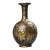 Vintage Archaistic Bronze Bottle Vase | Gold Inlay Motif For Sale