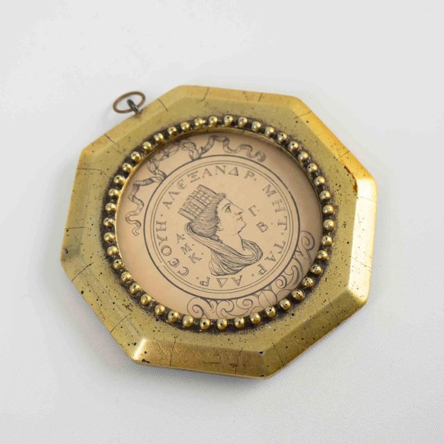 Vintage Greek Alexandria Portrait in Round Gild Frame For Sale In New York - Image 6 of 8