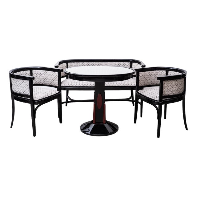 Art Nouveau Model 417 Seating Group from Mundus, Vienna, 1920, Set of 4 For Sale