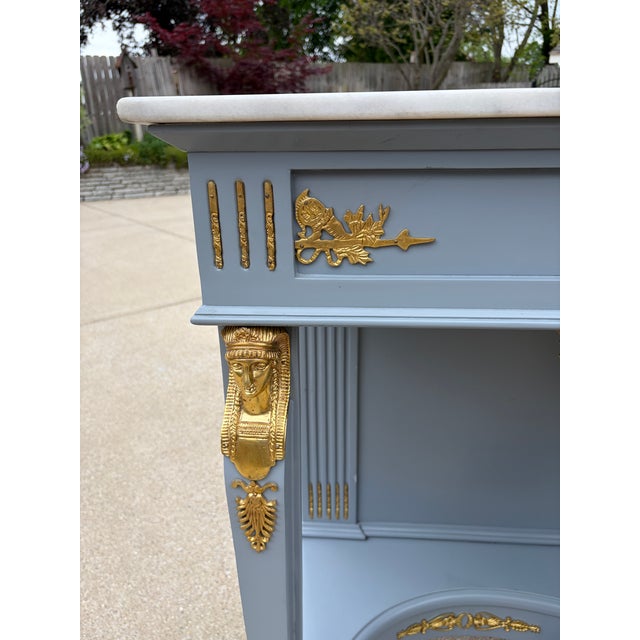 A Pair of Empire Revival Consoles With Gilded Sphinxes and Marble Tops For Sale - Image 12 of 17