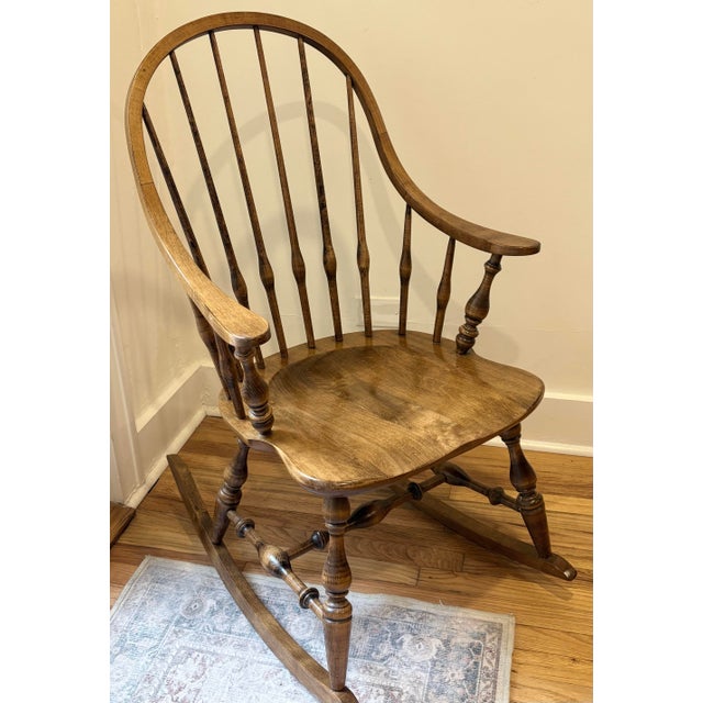 Ethan Allen Ethan Allen Windsor Bowback Rocking Chair in Nutmeg For Sale - Image 4 of 10