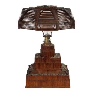 Mid 20th Century Whimsical Tramp Art Desk or Table Lamp For Sale