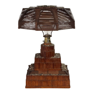 Mid 20th Century Whimsical Tramp Art Desk or Table Lamp