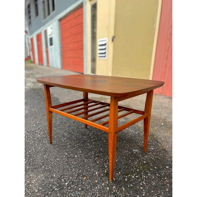 Lane Furniture Mid 20th Century Lane Rounded Rectangular Side Table With Slatted Bottom Shelf For Sale - Image 4 of 11