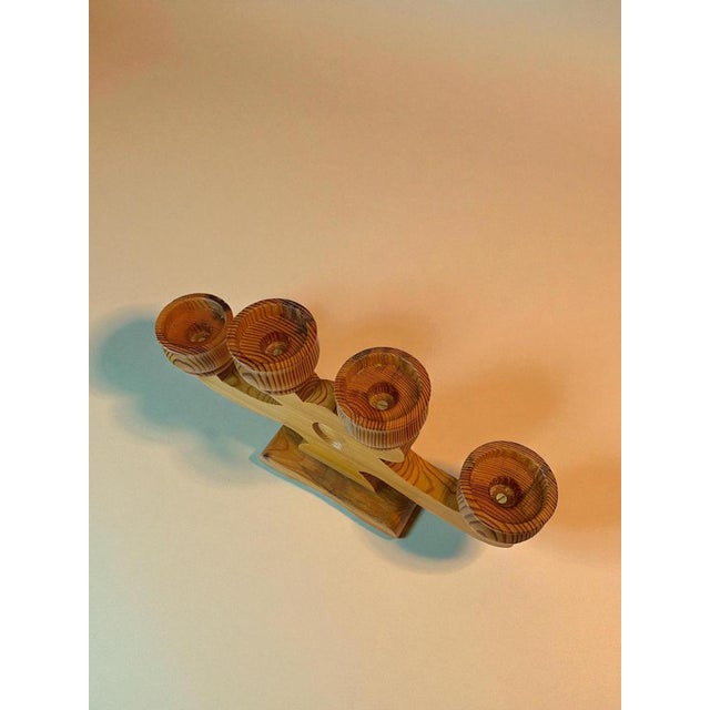 Wood Swedish Hand-Carved Candleholder in Pine by Stig Johnsson, 1979 For Sale - Image 7 of 11