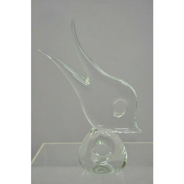 Vintage Italian Crystal Glass Abstract Fish Sculpture Statue Signed to Base For Sale - Image 12 of 13