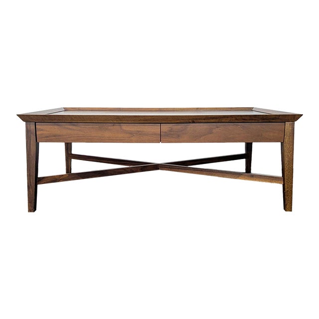 Crate & Barrel Bradley Coffee Table With Two Drawers For Sale