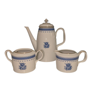 Vintage Vista Alegre "Blue Flower" Porcelain Coffee Service - 3 Pieces