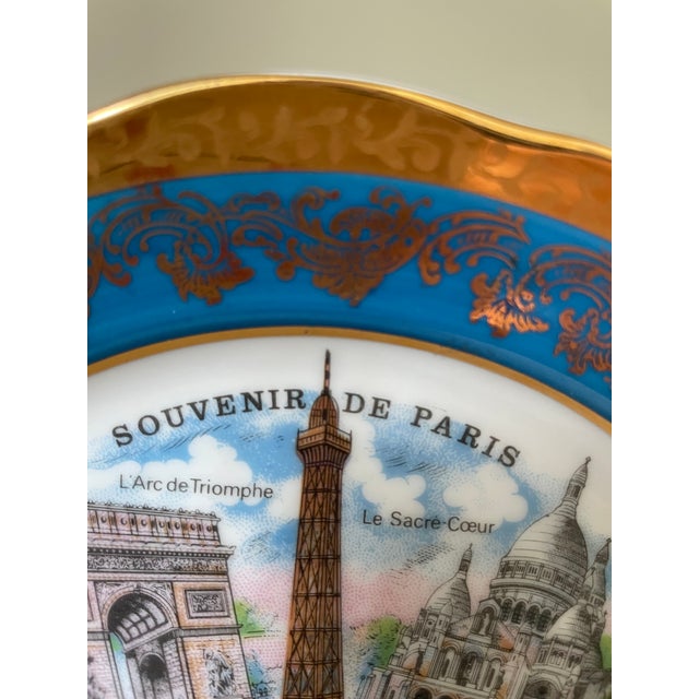 French Vintage Limoges Cobalt Blue Paris Souvenir Cabinet Plate 7.5-inch - Gold Backstamp For Sale - Image 3 of 8