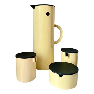 Vintage EM77 Vacuum Jug Thermos Set by Erik Magnussen for Stelton, Denmark, 1970, Set of 4 For Sale