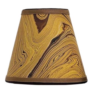 Ochre and Espresso Marbled Paper Chandelier Shade - 3”x5”x5” For Sale
