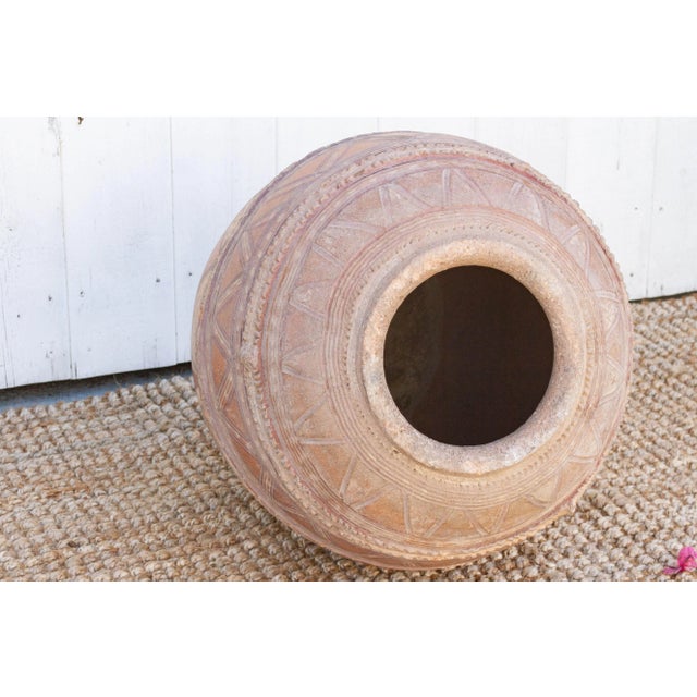 Sculpture Materials Tall Painted African Clay Water Pot For Sale - Image 7 of 12