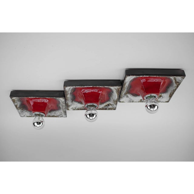 Space Age Ceramic Wall Lamps, Germany, 1960s, Set of 3 For Sale - Image 4 of 8