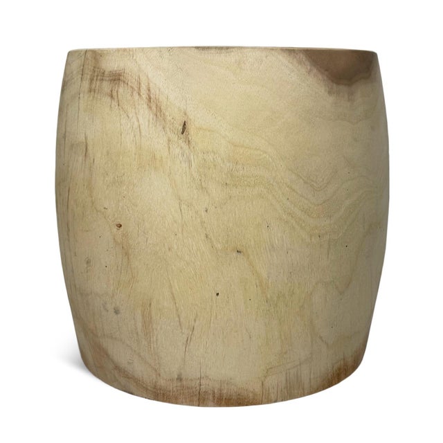 2020s Raw Acacia Drum Side Table For Sale - Image 5 of 5