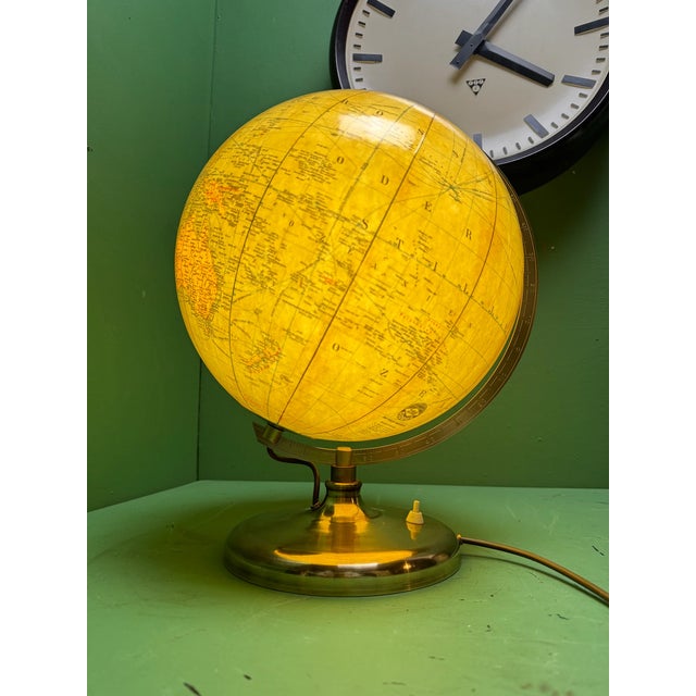 Green Vintage German Glass Globe Lamp from JRO Globus Munchen, 1960s For Sale - Image 8 of 11