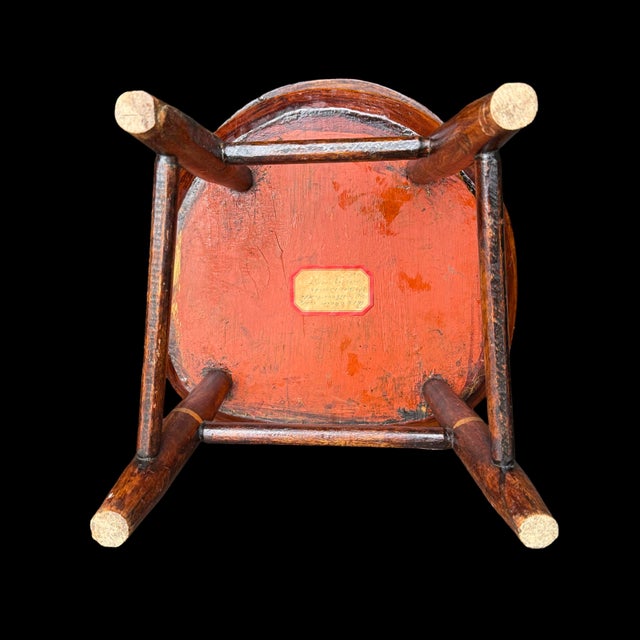 Brown Antique Children’s Windsor Chair with Painted Gold Accents For Sale - Image 8 of 11