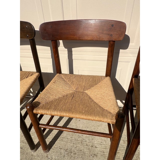 Rustic European Vintage Rustic Wood Rattan Dining Chairs Set of 6 For Sale - Image 3 of 13