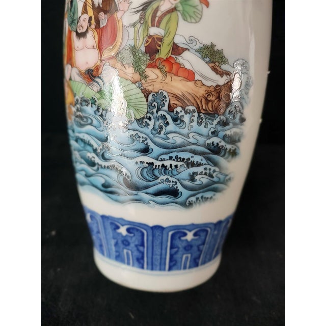 Chinese Ceramic Vase,Famille Rose Porcelain Vase Hand Painted Figures Story Pattern For Sale - Image 10 of 11